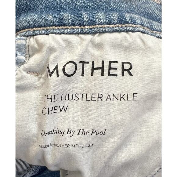 Mother The Hustler Ankle Drinking By The Pool Blue Distressed Jeans Size 25 - Picture 7 of 11